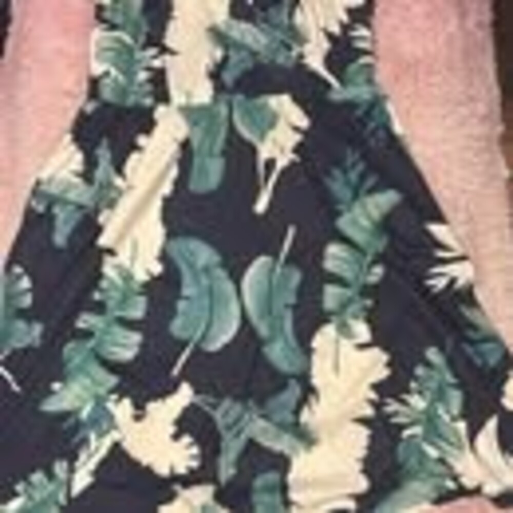 Tropical Leaf Print Sleeveless Dress